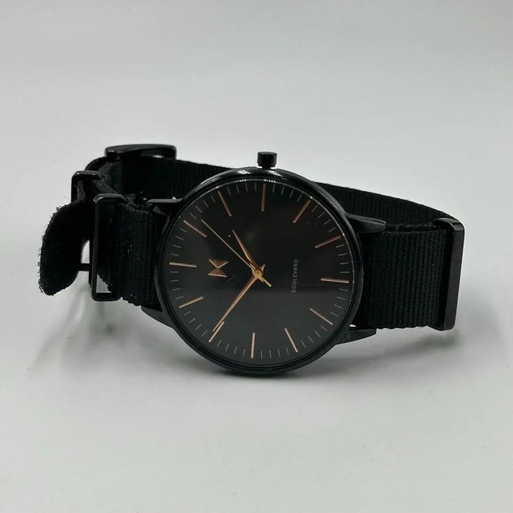 MVMT San Vicente Watch Women Black Nylon Slip Thru Band New Battery 10